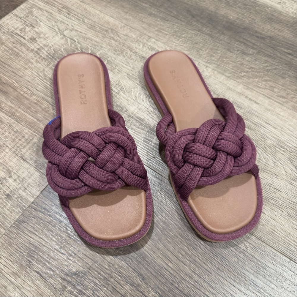 Rothy's Braided Slide Sandals in Plum - Picture 2 of 5